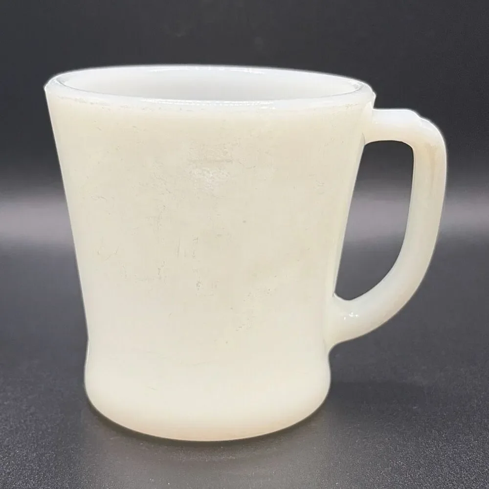 Vintage Fire King White‎ Milk Glass Set of 2 Coffee Mugs 8oz USA 1950's